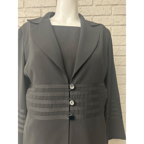 Positive Attitude Women Petite Black Ribbon Detail Dress and Jacket Set Size 12P - Picture 10 of 14